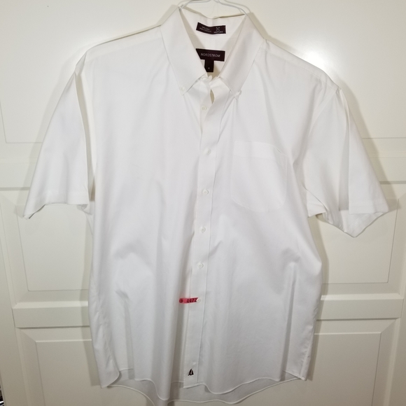 Nordstrom Smartcare White Short Sleeve Shirt 16 - Picture 3 of 16